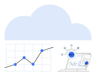 cloud-based decentralized finance with data chart vector image
