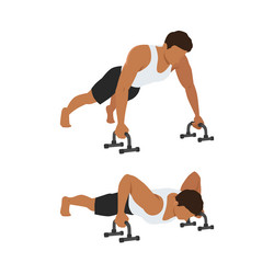 man doing push ups on floor bars exercise vector image