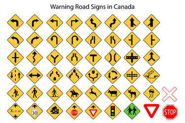 Road signs in canada canadian warning vector