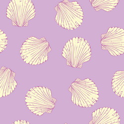 seamless pattern with hand drawn scallop shells vector image