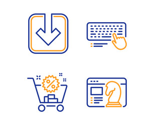 Shopping cart computer keyboard and load document vector