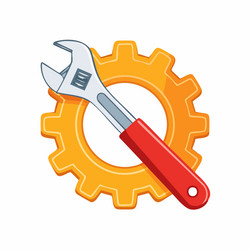 adjustable wrench crossed with a gold gear Vector Image
