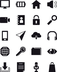 battery and smartphone app buttons icon set vector image