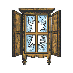 broken window color sketch engraving vector image
