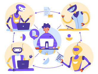 business process robotization automation remote vector image