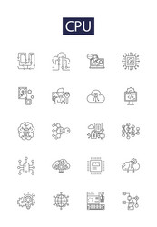 cpu line icons and signs core vector