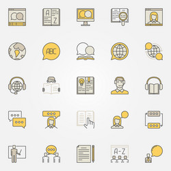 learn language colorful icons vector