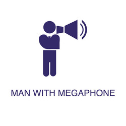 man with megaphone element in flat simple style vector image