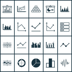 set of graphs diagrams and statistics icons vector image