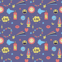 Seamless pattern with y2k style elements acidic vector