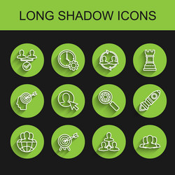 set line globe and people target with arrow vector image