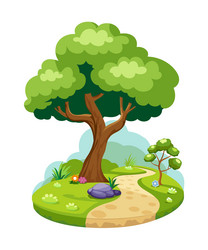 tree with a path in the garden isolated vector image