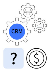 crm process with gears featuring analytics user vector image
