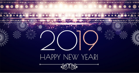 happy hew 2019 year fileworks lights and bokeh vector image