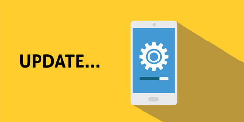 Smartphone update process with gearbox progress vector