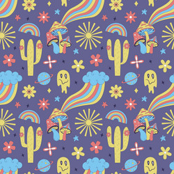 Seamless pattern with y2k style elements acidic vector