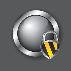 security icons over chrome button with a padlock vector image