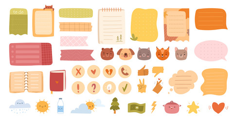 sticky notes scrap from notepad animal faces vector