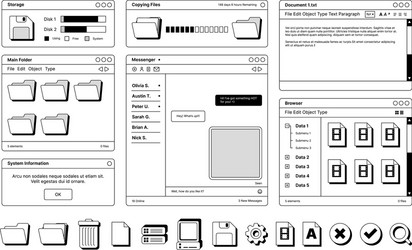 web pages layout templates in retro style digital vector