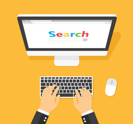 workplace with computer search window on screen vector image