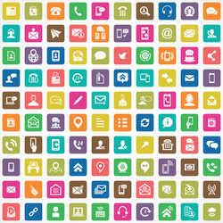 Contact us 100 icons universal set for web and ui vector