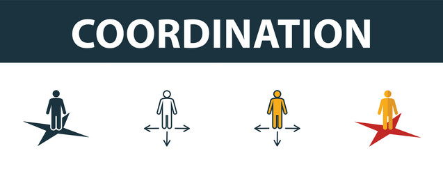 coordination icon set four elements in different vector image
