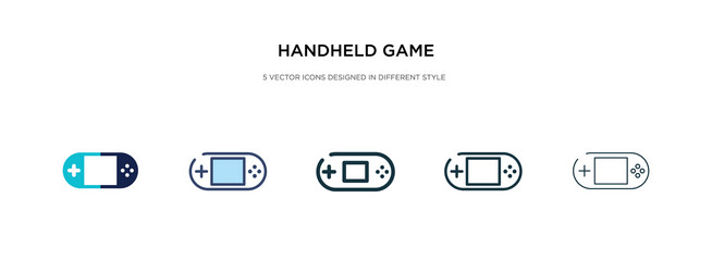 Handheld game icon in different style two vector