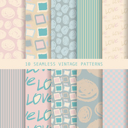 Set of seamless patterns in retro style vector