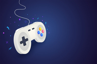 Retro neon color game controller Royalty Free Vector Image