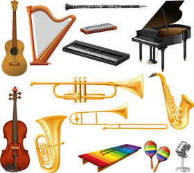 different types of musical instruments vector