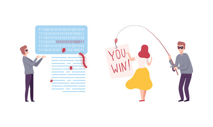 Hacker stealing personal data from phishing site vector