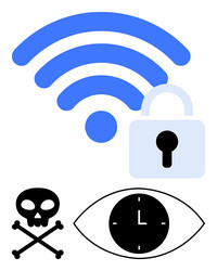 network security concepts with wireless signal vector image