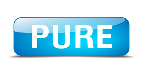 Pure blue square 3d realistic isolated web button vector