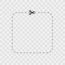 scissor with dash line dotted marks in square vector image