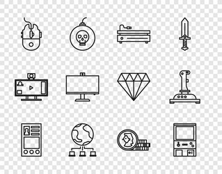 set line create account screen retro arcade game vector image