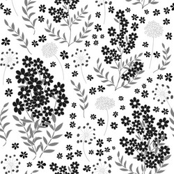 Cute seamless pattern in small flower black vector