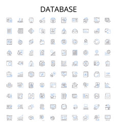 database outline icons collection dbms vector