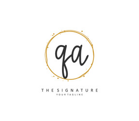 q a qa initial letter handwriting and signature vector image