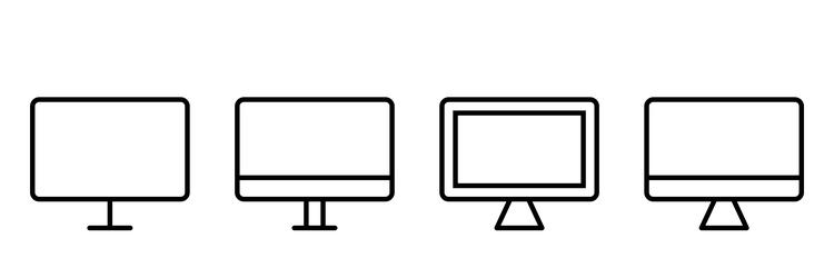 computer desktop icon set monitor in line vector image