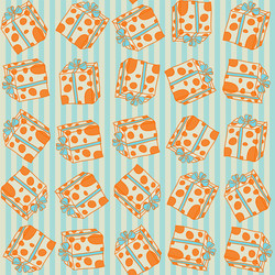 Seamless pattern with gift boxes in the dots vector