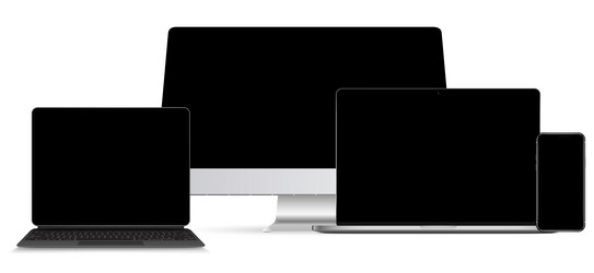 set technology devices with empty display - stock vector image