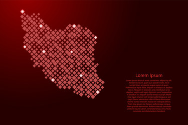 Iran map from red pattern rhombuses different vector