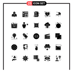 Modern set 25 solid glyphs pictograph offer vector