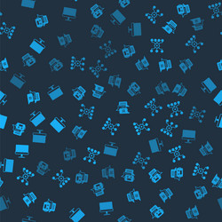set chat bot neural network and computer monitor vector image