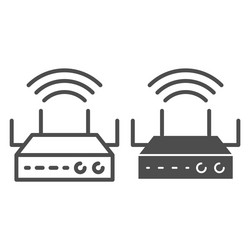 Wireless router line and glyph icon wi-fi vector