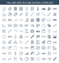 100 school icons vector