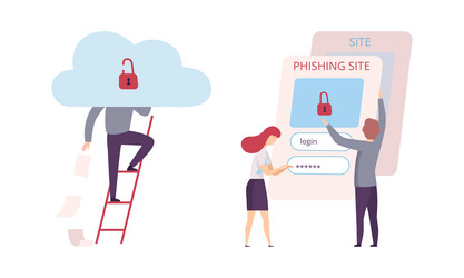 hacker stealing personal data from phishing site vector image