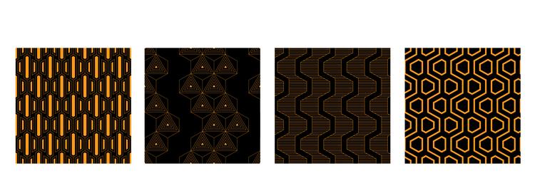 set of four abstract seamless hexagonal lattice vector image