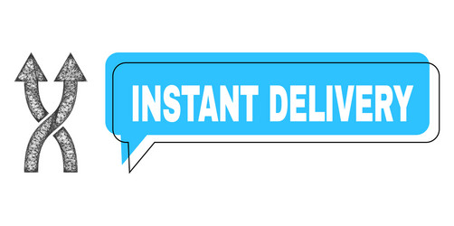 Shifted instant delivery message balloon and net vector