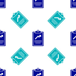 Blue clipboard with graph chart icon isolated vector